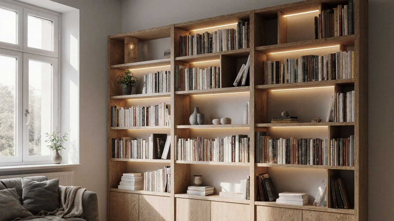 Bibliotheks-Ästhetik im Wohnzimmer: Bücherregale als zentrales Gestaltungselement