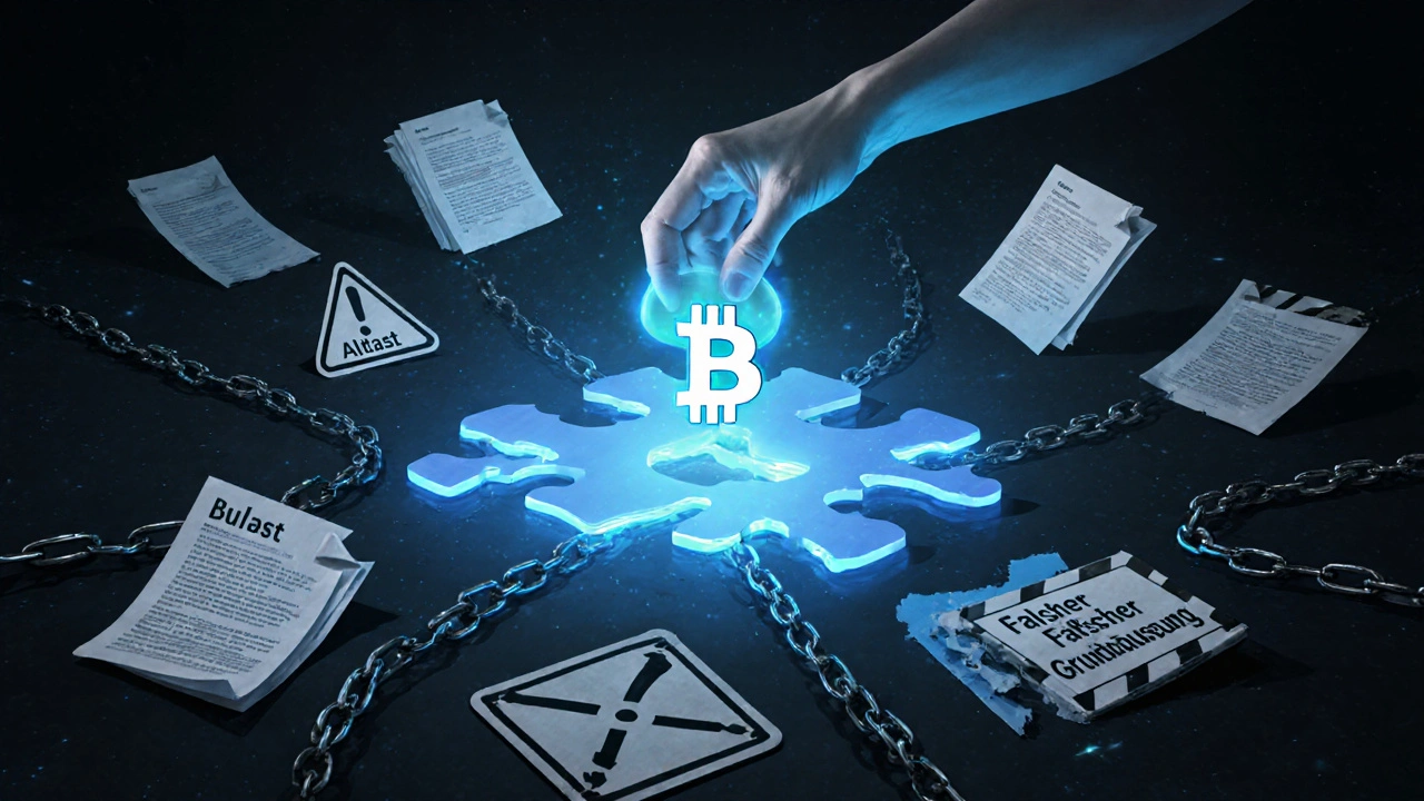 Digitale Blockchain-Akte ersetzt alte Papierdokumente bei Immobilienkauf.