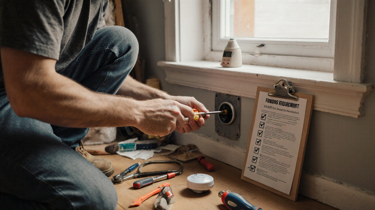Person installiert ein intelligentes Thermostat an einem Heizkörperventil mit altem Modell daneben.