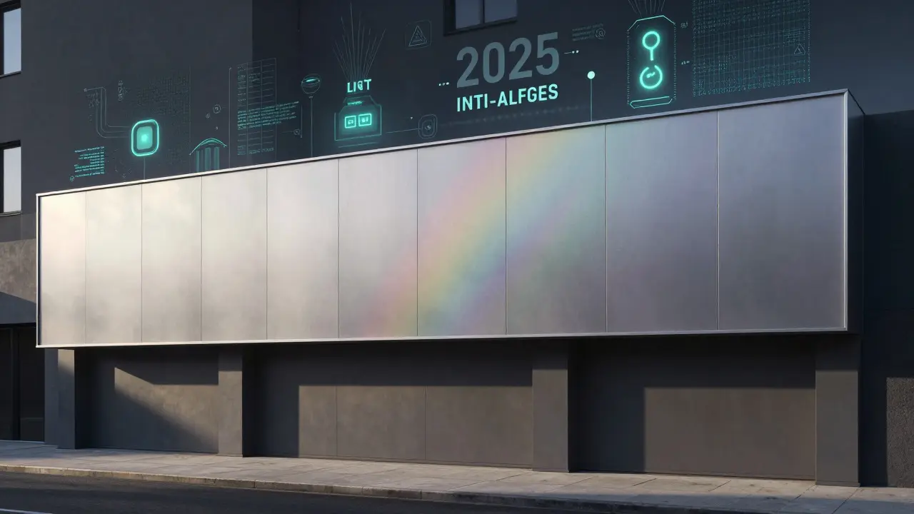 Neu beschichtete Fassade mit glatter Silikonharz-Oberfläche, die Licht reflektiert, symbolisch verbunden mit intelligenten Sensortechnologien.