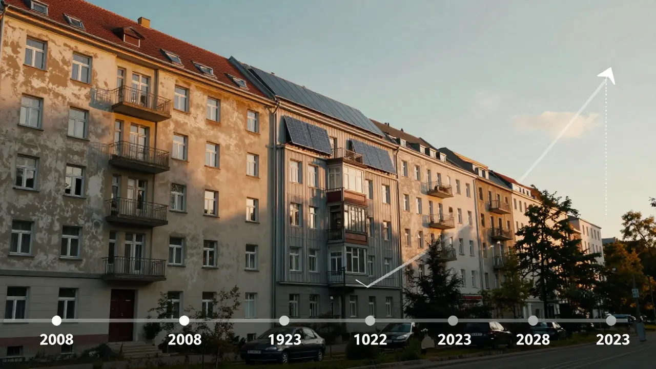 Berlin-Neukölln-Wohnhaus über 15 Jahre: von veraltet bis energieeffizient mit steigendem Wert.