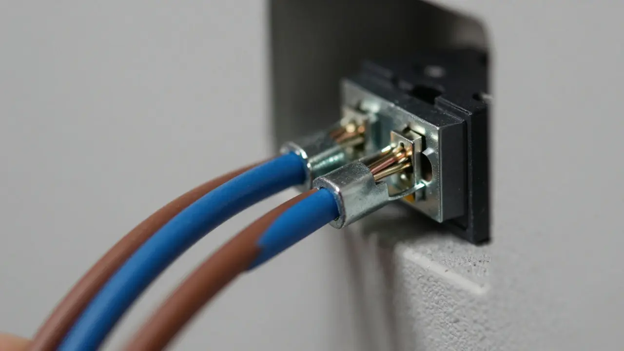 Technische Detailaufnahme von Elektroanschluss und Kabeln