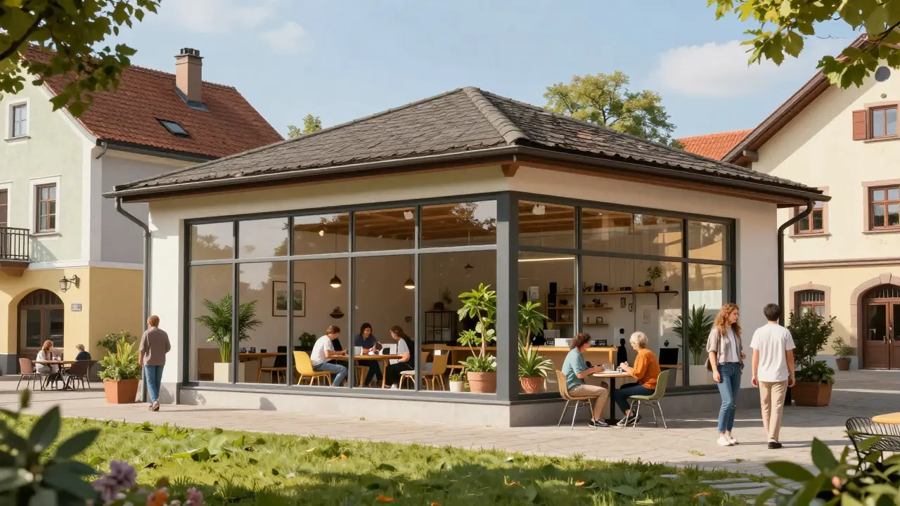 Saniertes Gemeindehaus als lebendiger Treffpunkt und Co-Working-Space