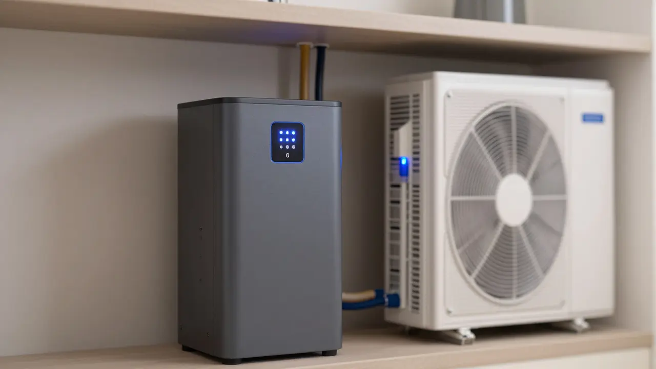 Batteriespeicher und Wärmepumpe im Technikraum