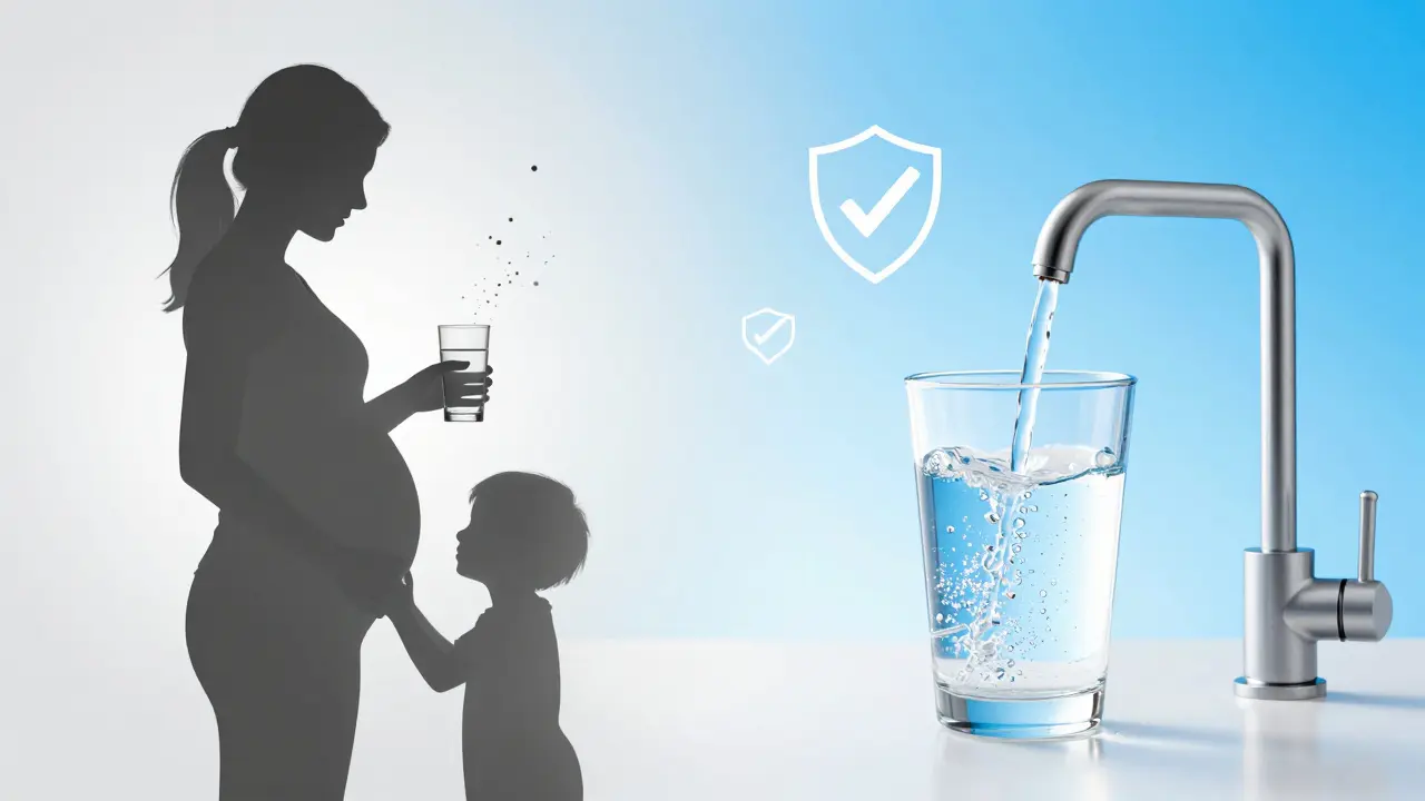 Kontrast zwischen verseuchtem und sicherem Trinkwasser