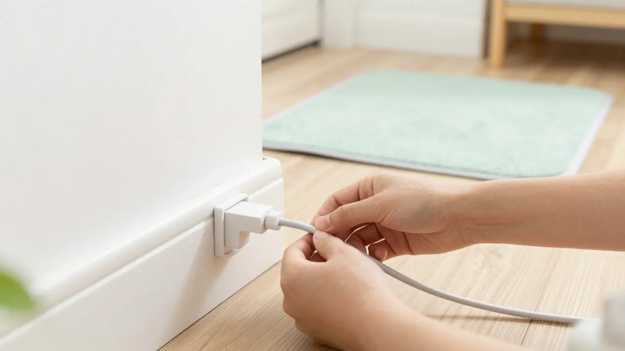 Sicheres Zuhause mit verlegten Kabeln und Rutschmatten