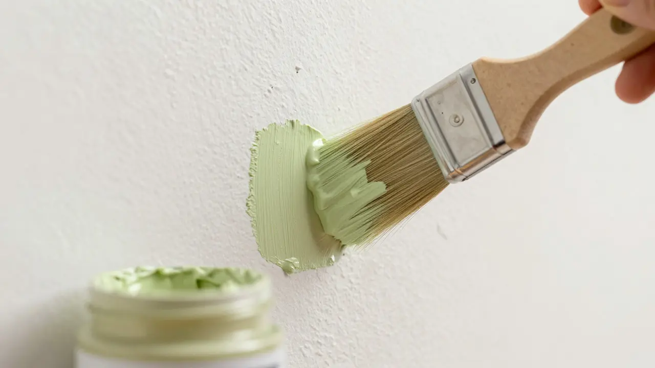Anstrich von natürlicher Kalkfarbe auf einer atmungsaktiven Wand