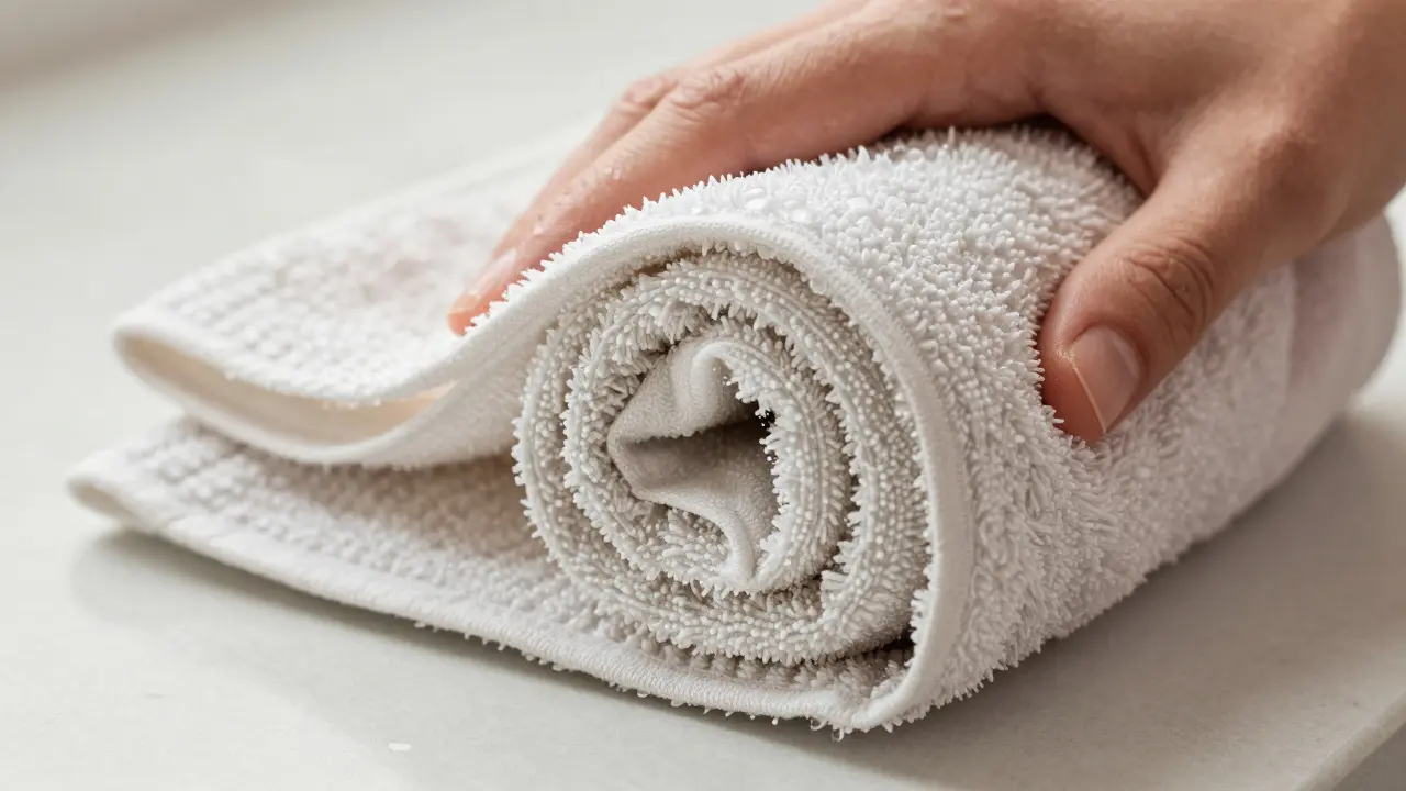 Handtuch-Trick: Nasse Kleidung in trockenes Handtuch rollen
