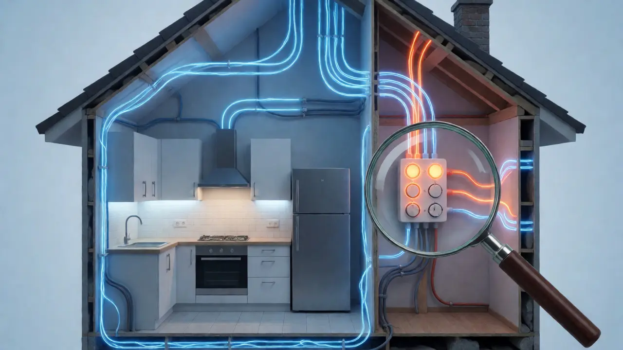 Grafik zeigt überhitzte Elektroinstallation im Haus
