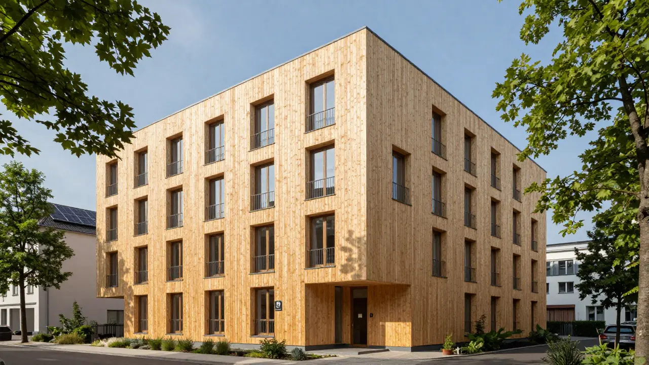 Holzbau im Wohnungsbau: Nachhaltigkeit, CO2-Bindung und Brandschutz-Regeln