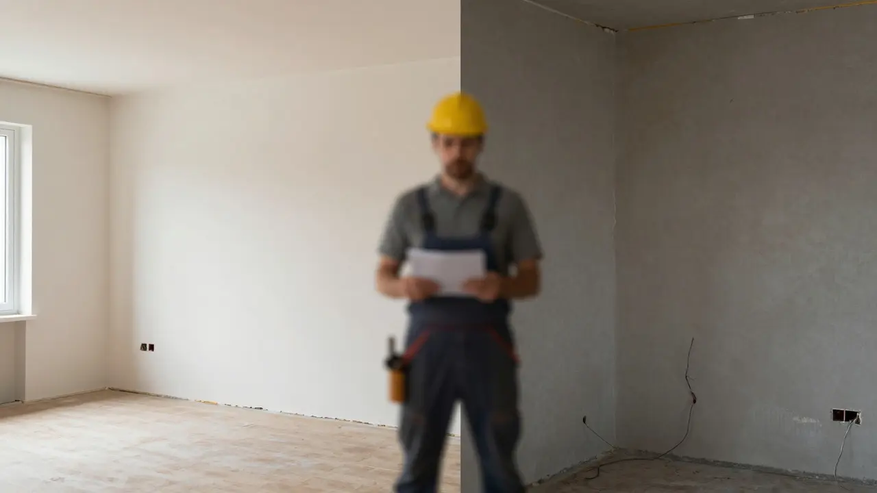 Kontrast zwischen professioneller Arbeit und Laienfehlern im Hausbau