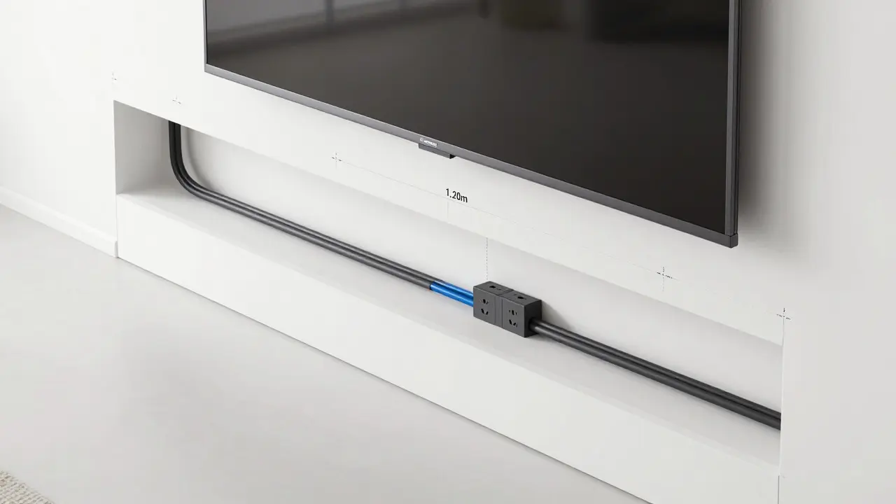 Sauber verlegte Kabel hinter der Wand für eine ordentliche TV-Montage