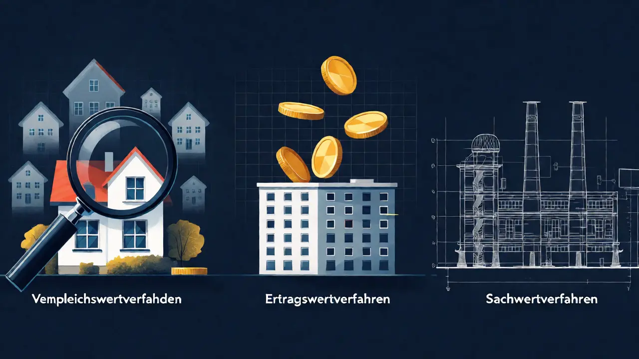 Konzeptionelle Darstellung der drei Immobilienbewertungsverfahren nach BewG
