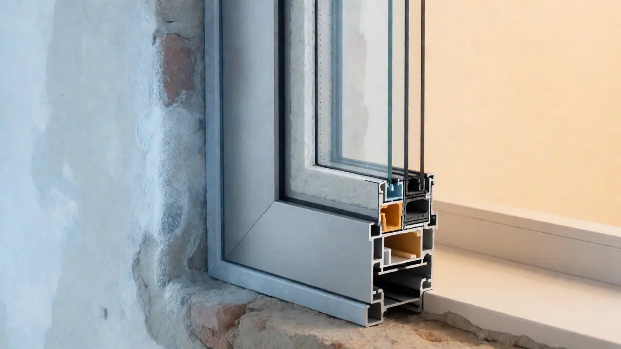 Querschnitt einer gedämmten Altbau-Fenstermontage